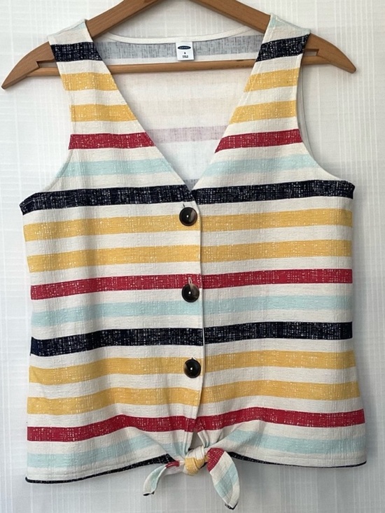 Old Navy Tops - NWT Old Navy Red, Yellow, navy & White Stripe tie front tank top